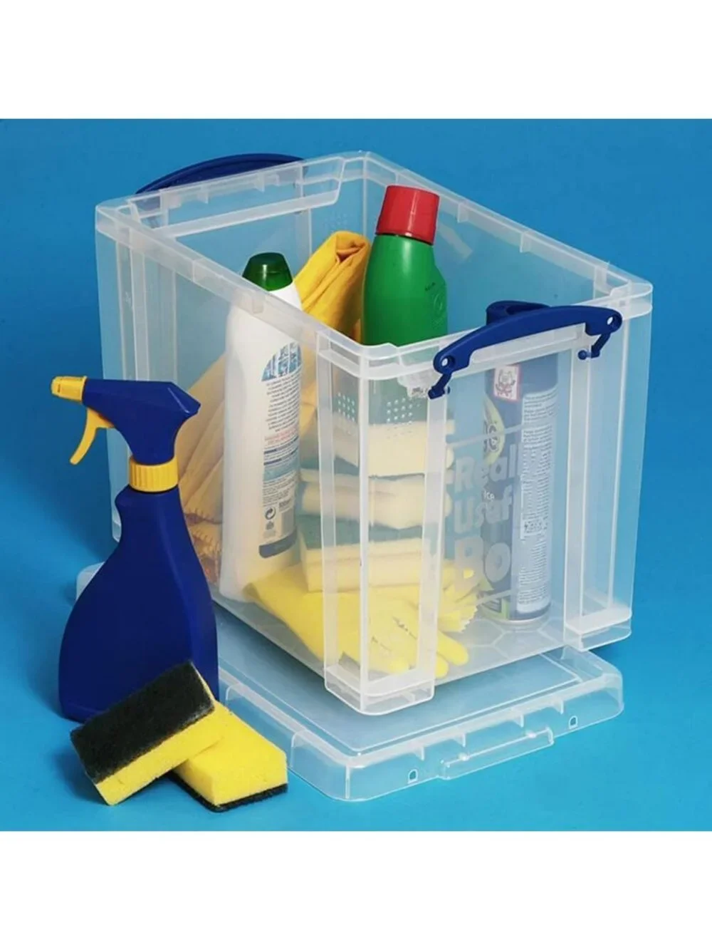 Clear Stackable Storage Bins with Snap Lid & Clip Lock Handles - 19L, 4 Pack